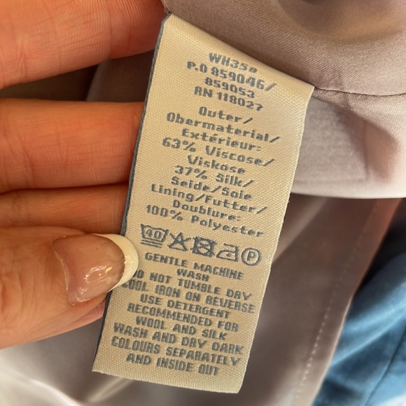 Boden Blue Polka Dot Silk Blend Short Sleeve Dress With Neck Ruffle Size U.S. 14 - Picture 10 of 11